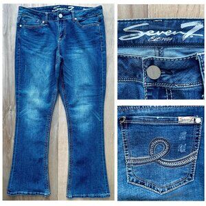 SEVEN 7 ROCKER SLIM FLARE Women’s Embroidered Denim Jeans sz 16
